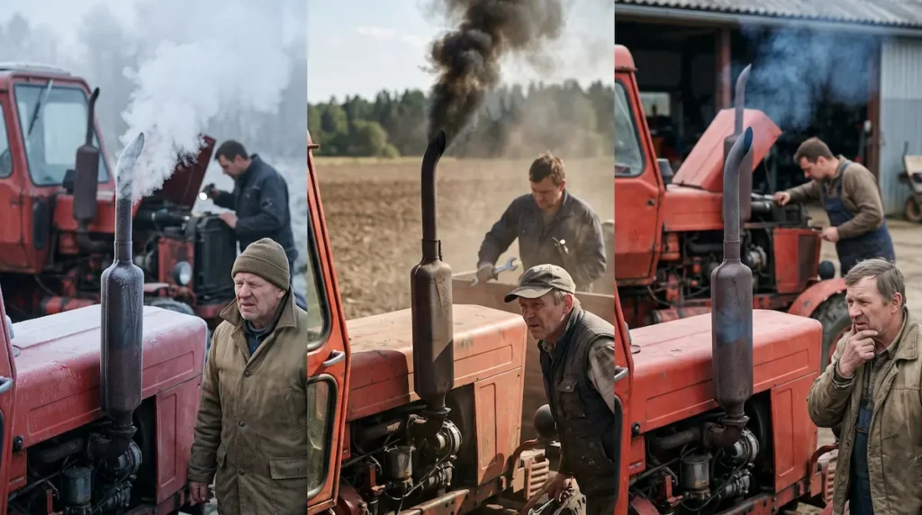 Traktor füstöl – fehér, fekete és kék füst jelentése